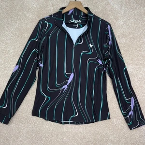 BAD BIRDIE Golf Quarter Zip Long Sleeve Shirt Womens Size Large Pullover - Picture 1 of 7