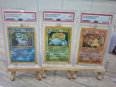 1999 BASE SET SEQUENTIAL BLASTOISE VENASAUR AND CHARIZARD HOLOS IN PSA 5,2,5 - Image 1 of 4