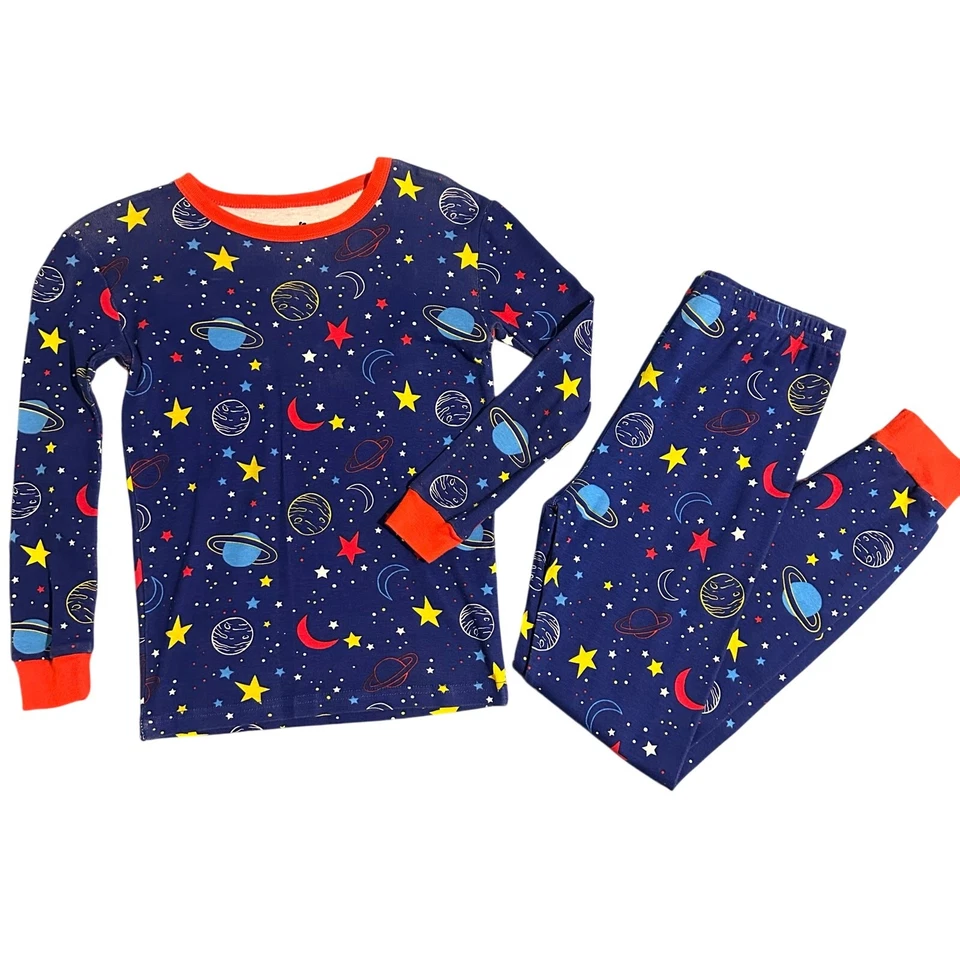NWOT Coral Bee 2pc Glow in The Dark Space Pajamas Kids 12 - Image 1 of 4