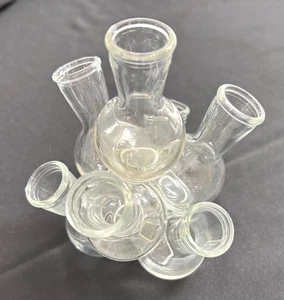 1980er Vintage klare Kunstglas Cluster Knospe Vase 7 Öffnungen Freundschaft Posy Kugel - Bild 1 von 5
