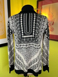 Staring At Stars Fair Isle Waterfall Cardigan XS Black Cream Acrylic Open Front - Picture 1 of 7