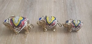 Elephant Hinged Ring Holder Elephant Bejeweled Trinket Boxes Figurine 3 Set Box - Picture 1 of 23