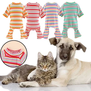 Stripe Knited Pet Dog JumpSuit Pajamas Soft Tracksuit Cat Puppy Pants T-Shi - Bild 1 von 14