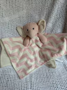 Carters Peluche Rosa Elefante con Rosa Blanco Chevron Rayas Lovey Manta de Seguridad - Imagen 1 de 4