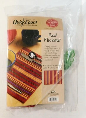 Quick Count Plastic Canvas Red Placemat Kit 3057474 Makes 1 Striped NEW Sealed - Image 1 of 3
