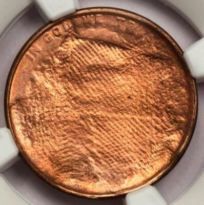 NGC MS66RD Struck Thru Cloth Copper Lincoln Cent Mint Error Amazing Eye Appeal - Image 1 of 4