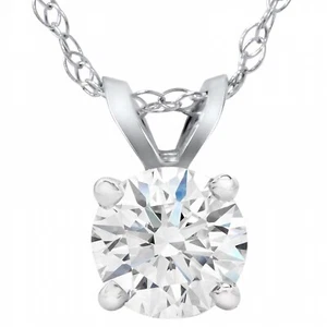 Round Brilliant Pendant 14K Solid White Gold Diamond 0.40CTW - Picture 1 of 1