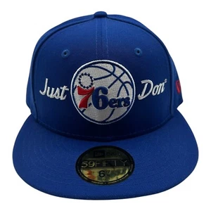 New Era X Just Don Philadelphia 76ers Hat Cap Size 6 7/8 Blue 59Fifty Fitted NBA - Picture 1 of 8