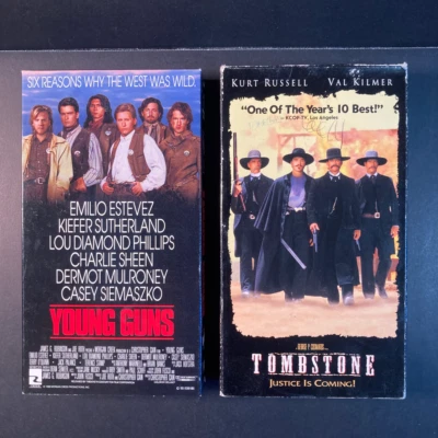 Westerns VHS lot.  Young Guns and Tombstone.  combine shipping. - Imagem 1 de 3
