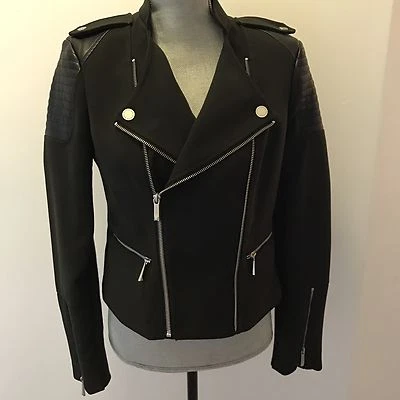 BCBG Max Azria Alison women's Brown Black Quilted Faux Leather Motorcycle Jacket - Image 1 of 4