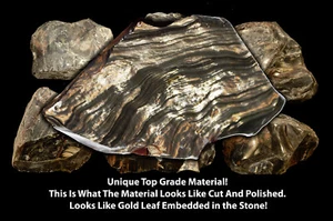 Piedra metafísica de curación de chakras crudos de 5" 1 1/4 lb de obsidiana brillo dorado caoba - Imagen 1 de 3