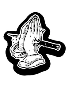 4” Dark Sticker Hands Knife Punk Gothic Praying Art Black White - Picture 1 of 1