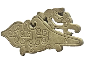 RARE CALCIFIED WHITE JADE ABSTRACT PENDANT OF A DRAGON,CHOU PERIOD,1046-256BC. - Picture 1 of 7