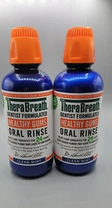 2x TheraBreath, Healthy Gums Oral Rinse, Clean Mint, 24 Hours 16 Fl Oz - Picture 1 of 3