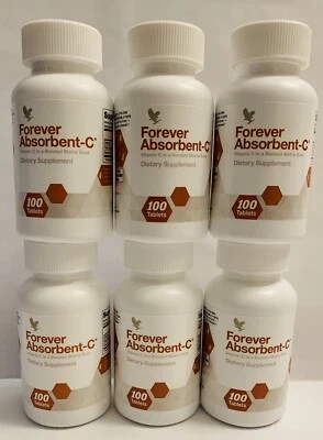 6 Botellas - Forever Absorbent-C Suplemento Vitamina C - 100 Comprimidos por Botella Foto 1 de 4