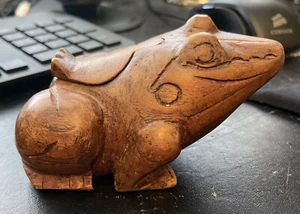 Hand Carved Wood Frog With "saddle" storage - Picture 1 of 5