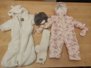 Schneeanzug+ Plüschsack 62/68, Eulen, Teddy, Mütze, Schal, Handschuhe Babysachen - Bild 1 von 4