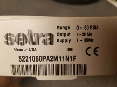 Setra 522 Pressure Transducer, 0-60 PSIA, 1/4 NPT (5221060PA2M11N1F) (NOS) - Image 1 of 4