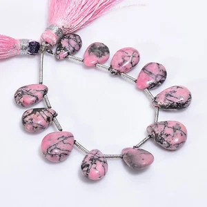 Cuentas lisas de piedras preciosas de rodonita natural en forma de pera 11X7 12X9 mm filamento 4" E-2650 - Imagen 1 de 1