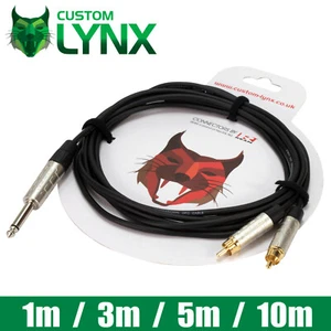 Rean Neutrik 1/4" 6.35mm MONO Jack to 2 x RCA Phono Cable.  Y Insert Lead PRO - Picture 1 of 4