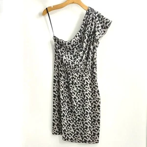 Barney's New York Co-Op Kleid Damen Medium Seide grau Leopard One Shoulder - Bild 1 von 13