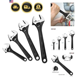 Adjustable Wrench Set Forged Heat Treated Black Phosphate 4 Pack 6 8 10 12 Inch - Picture 1 of 10
