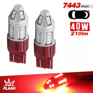 7443 LED Red Brake-Tail Stop Bulbs with Flash/Blinking function on Brake - Bild 1 von 6