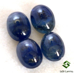 7x5 mm Certified Natural Blue Sapphire Oval Cabochon 5.20 Cts Lot 4 Pcs Gemstone - Picture 1 of 4