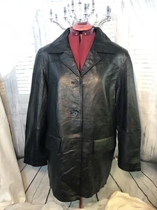 Designer Barisol schwarz echtes weiches Leder Jacke Mantel Damen Damen Lrg Neu mit Etikett!!! - Bild 1 von 12
