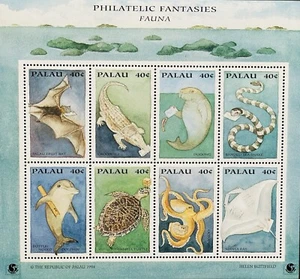 PALAU PHILATELIC FANTASIES STAMPS SHEET 1994 MNH FAUNA OCTOPUS RAY SEA TURTLE - Picture 1 of 1