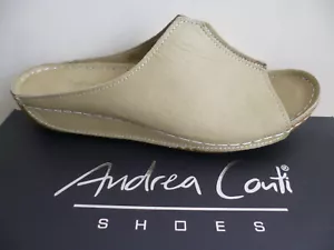 Andrea Conti Mules Sandals Shoes Leather Green Khaki 00274230 - Picture 1 of 7