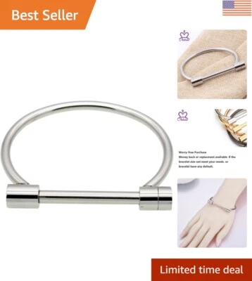 Elegante Pulsera Grillete Acero Titanio Forma D - Ligera, Resistente al Deslustre Foto 1 de 4