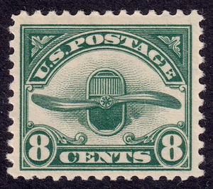 US Scott C4, 1923 Radiator and Propeller, 8c dark green, H MINT - Picture 1 of 1
