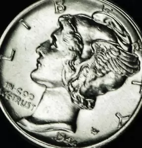 Moneda de diez centavos Mercury 1944 S BU -de rollo fresco moneda de una gema - Imagen 1 de 6
