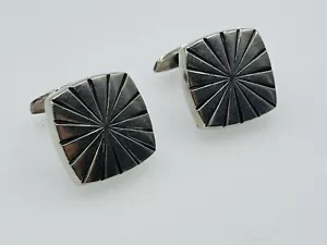 Hans Hansen Denmark Vintage Sterling Silver Heavy Modernist Cufflinks - Afbeelding 1 van 5