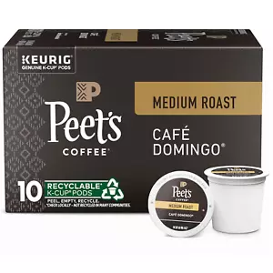 , Medium Roast Keurig K-Cup Pods - Café Domingo 10 Count (1 Box of 10 K-Cup Pods - Picture 1 of 2