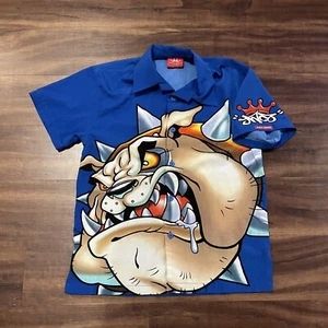 Vintage Y2K JNCO Youth Button Down Size Small Bulldog Blue Short Sleeve Baggy - Picture 1 of 3