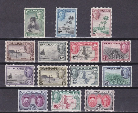 NYASALAND 1945, SG# 144-157, CV £85, KGVI, MH Cover