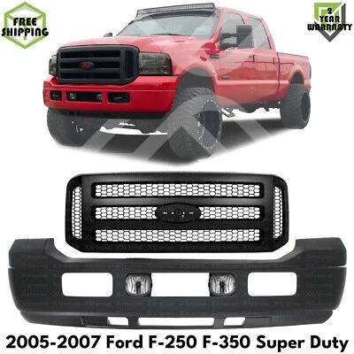 Front Bumper Primed & Fog Lights Kit For 2005-2007 Ford F-250 F-350 Super Duty Foto 1 de 4