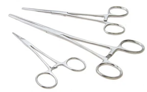 3-Pack Straight Hemostat Forceps Self Locking Surgical Clamps 5" + 6.25" + 8"  - Picture 1 of 2
