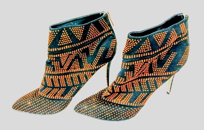 Thalia Sodi 10M Women's  Metallic Copper Rhinestones Stiletto Boots Black   1080 - Image 1 of 4