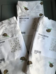 Ikea Trolldom Draps Lit Ajustés 60x120cm Motif Hérisson LOT de 3 Coton Blanc - Photo 1/6