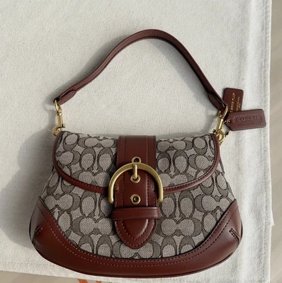 COACH Soho Bag Signature Jacquard Shoulder Bag CJ814 Brown Outlet - Image 1 of 4