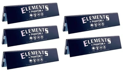 Cinco paquetes de papeles de liar fenomenalmente delgados ELEMENTS PHANTOM KING SIZE WIDE Foto 1 de 4