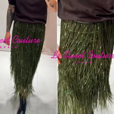 ZARA WOMAN FW25 ZW COLLECTION LIMITED EDITION FRINGED SEQUIN SKIRT 9125/101/500 - Image 1 of 3