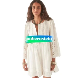 Vestido maison hotel francés calado bordado encaje costuras plisado manga larga - Imagen 1 de 18