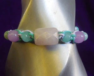 Rosenquarz Hanf Armband Fußkettchen verstellbar Schmuck Larimar Jade Edelstein Perlen - Bild 1 von 7