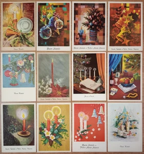 12 cartoline lotto Buon Natale Augurali Merry Christmas candles postcard lot - Foto 1 di 1