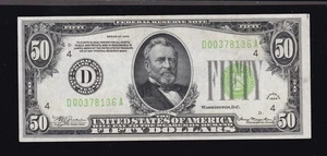 US 1934 $50 FRN Cleveland LGS FR 2102-D Ch AU (136) - Picture 1 of 2