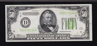 US 1934 $50 FRN Cleveland LGS FR 2102-D Ch AU (136) - Image 1 of 2